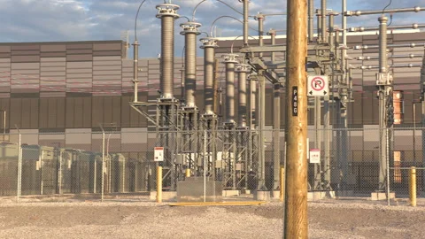 Toronto, Can,  May 15 2026 Power station for massive Ai data center Stock Footage 334993616