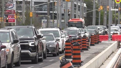 Toronto, Can, May 15 2026 extreme traffic jam gridlock in city streets Video stock 335257983
