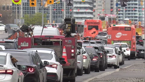Toronto, Can, May 15 2026 extreme traffic jam gridlock in city streets Video stock 335259108