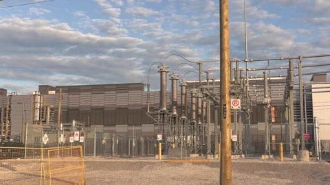Toronto, Can,  May 15 2026 Power station for massive Ai data center Stock Footage 335260992