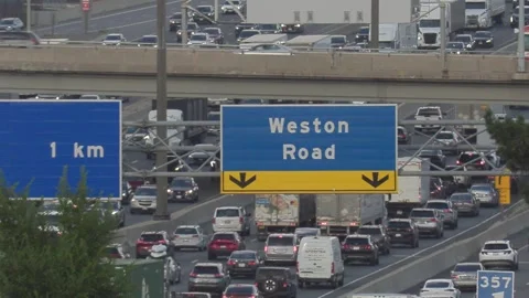 Toronto, Can, May 15 2026 extreme traffic jam gridlock on highway Видео 342307976