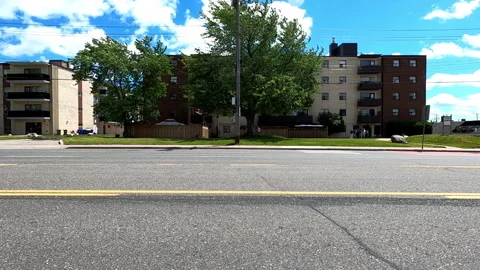 Toronto, Can May 23 2025 Generic POV side view driving plate city suburban Stock Footage 336744057