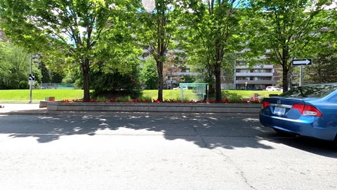 Toronto, Can May 23 2025 Generic POV side view driving plate city suburban Stock Footage 336744116