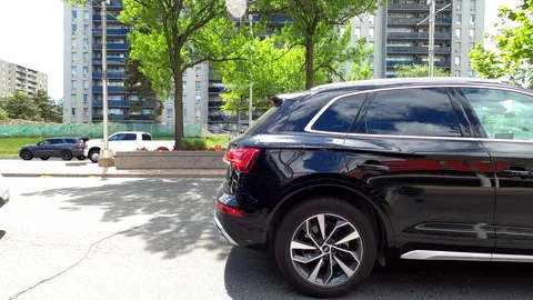 Toronto, Can May 23 2025 Generic POV side view driving plate city suburban Stock Footage 336744406