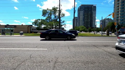 Toronto, Can May 23 2025 Generic POV side view driving plate city suburban Stock Footage 336744689