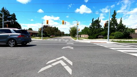 Toronto, Can May 23 2025 Generic POV side view driving plate city suburban Stock Footage 336745215