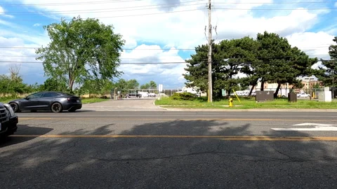 Toronto, Can May 23 2025 Generic POV side view driving plate city suburban Stock Footage 336745893