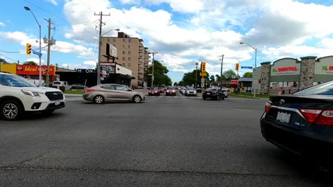 Toronto, Can May 23 2025 Generic POV side view driving plate city suburban Stock Footage 336746828