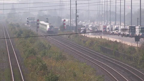 Toronto, Can May 23 2026 Gridlock highway traffic jam with cars stuck Stock Footage 341028442