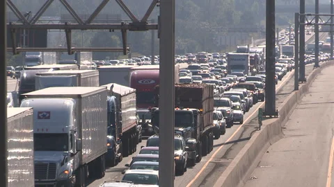 Toronto, Can May 23 2026 Gridlock highway traffic jam with cars stuck Stock Footage 341028567