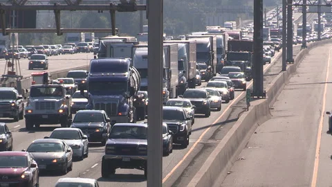 Toronto, Can May 23 2026 Gridlock highway traffic jam with cars stuck Stock Footage 341028568