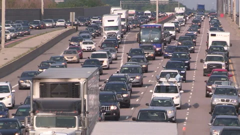 Toronto, Can May 23 2026 Gridlock highway traffic jam with cars stuck Stock Footage 341028795