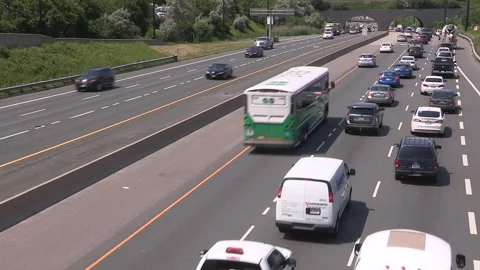 Toronto, Can May 23 2026 Gridlock highway traffic jam with cars stuck Stock Footage 341029003