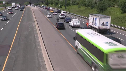Toronto, Can May 23 2026 Gridlock highway traffic jam with cars stuck Stock Footage 341029027