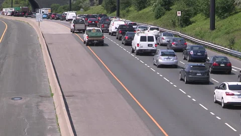 Toronto, Can May 23 2026 Gridlock highway traffic jam with cars stuck Stock Footage 341029029
