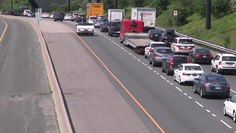 Toronto, Can May 23 2026 Gridlock highway traffic jam with cars stuck Stock Footage 341029036