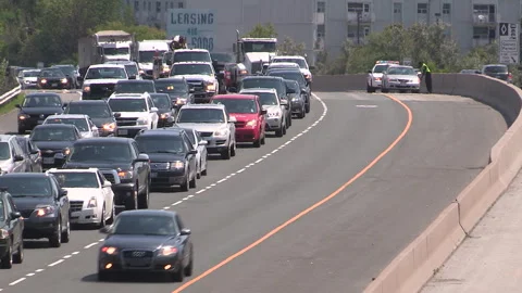 Toronto, Can May 23 2026 Gridlock highway traffic jam with cars stuck Stock Footage 341029057