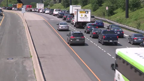 Toronto, Can May 23 2026 Gridlock highway traffic jam with cars stuck Stock Footage 341029059