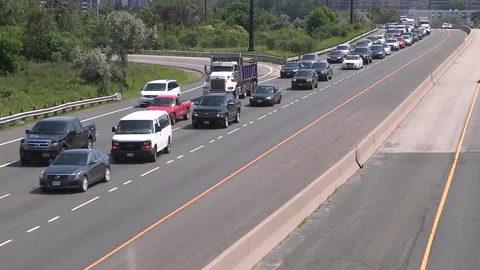 Toronto, Can May 23 2026 Gridlock highway traffic jam with cars stuck Stock Footage 341029077