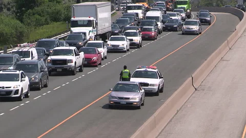 Toronto, Can May 23 2026 Gridlock highway traffic jam with cars stuck Stock Footage 341029092