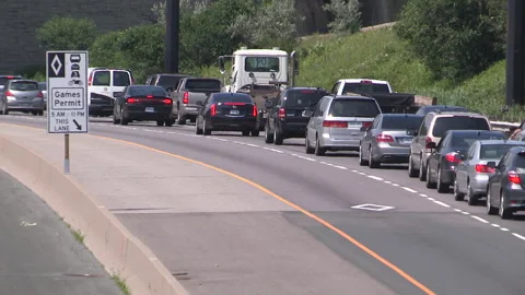 Toronto, Can May 23 2026 Gridlock highway traffic jam with cars stuck Stock Footage 341029122