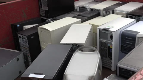 Toronto, Can Sep 8 2026 Recycling Old Computers and Cell Phones Stock Footage 345754259