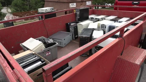 Toronto, Can Sep 8 2026 Recycling Old Computers and Cell Phones Stock Footage 345754419