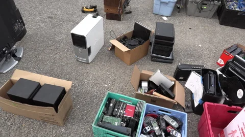 Toronto, Can Sep 8 2026 Recycling Old Computers and Cell Phones Stock Footage 345754731
