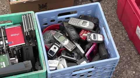 Toronto, Can Sep 8 2026 Recycling Old Computers and Cell Phones Stock Footage 345755091
