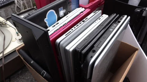 Toronto, Can Sep 8 2026 Recycling Old Computers and Cell Phones Stock Footage 345755376