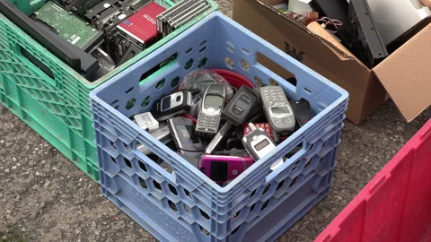 Toronto, Can Sep 8 2026 Recycling Old Computers and Cell Phones Stock Footage 345755658
