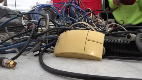 Toronto, Can Sep 8 2026 Recycling Old Computers and Cell Phones Stock Footage 345755941