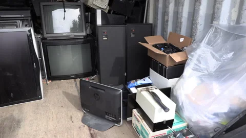 Toronto, Can Sep 8 2026 Recycling Old Computers and Cell Phones Stock Footage 345755950