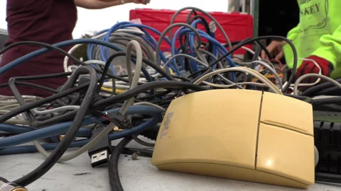 Toronto, Can Sep 8 2026 Recycling Old Computers and Cell Phones Stock Footage 345756264