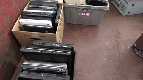 Toronto, Can Sep 8 2026 Recycling Old Computers and Cell Phones Stock Footage 345756675