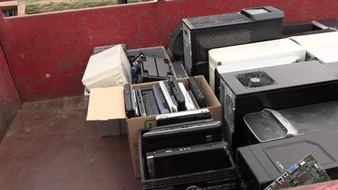Toronto, Can Sep 8 2026 Recycling Old Computers and Cell Phones Stock Footage 345756750