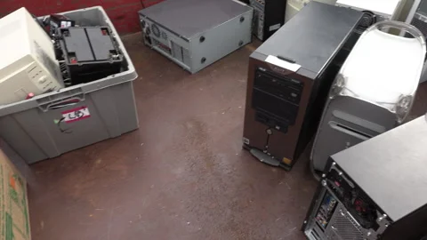 Toronto, Can Sep 8 2026 Recycling Old Computers and Cell Phones Stock Footage 345756939