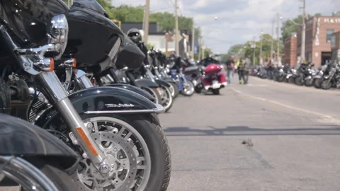 Toronto, Canada 07/21/2022: Hells Angels biker gang memorial ride Toronto 스톡 동영상 203786228