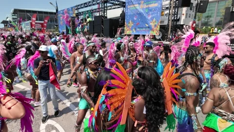 Toronto, Canada 2025 August 2:  Caribbean Carnival crowd Stock Footage 314200969