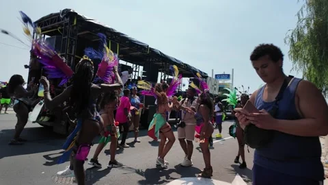Toronto, Canada 2025 August 2: walking with Caribbean Carnival parade Stock Footage 314200976