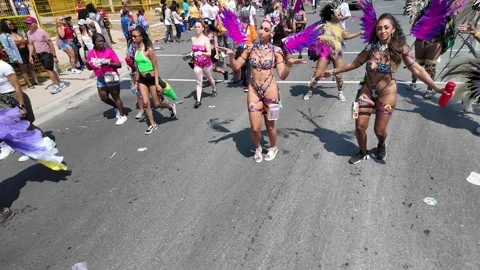 Toronto, Canada 2025 August 2: dancing at Caribbean Carnival parade Video stock 314200980