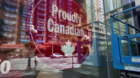 TORONTO, CANADA - 2026 September 5: Proudly Canadian sign Stock Footage 344773992