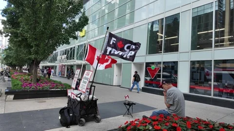 TORONTO, CANADA - 2026 September 5: F*ck Trump flag Stock Footage 344774001
