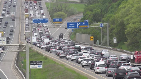 Toronto. Canada, Aug 12  2025 POV extreme highway traffic jam gridlock Stock Footage 309462342