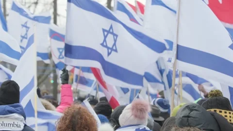 Toronto, Canada - December 1, 2024: Tense Protest between Jews and Palestinians Stock Footage 294998702