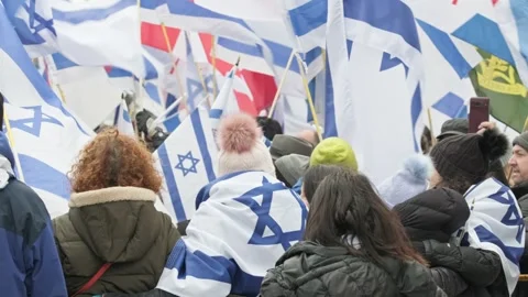 Toronto, Canada - December 1, 2024: Tense Protest between Jews and Palestinians Stock Footage 294998878