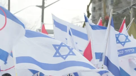 Toronto, Canada - December 1, 2024: Tense Protest between Jews and Palestinians Stock Footage 295000540