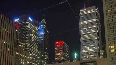 Toronto, Canada - Hyperlapse  - Downtown from the City Hall at night Stock Footage 147239232
