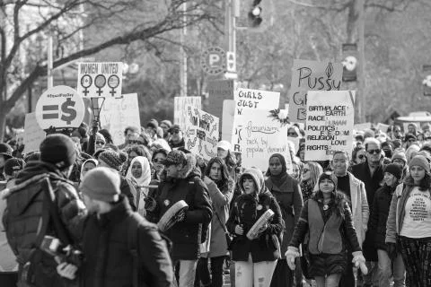TORONTO, CANADA - JANUARY 20, 2018: WOMEN'S MARCH ON TORONTO Stock Photos