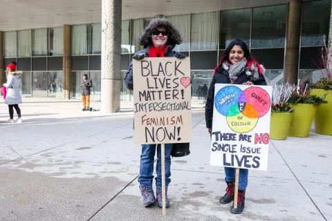 TORONTO, CANADA - JANUARY 20, 2018: WOMEN'S MARCH ON TORONTO Stock Photos